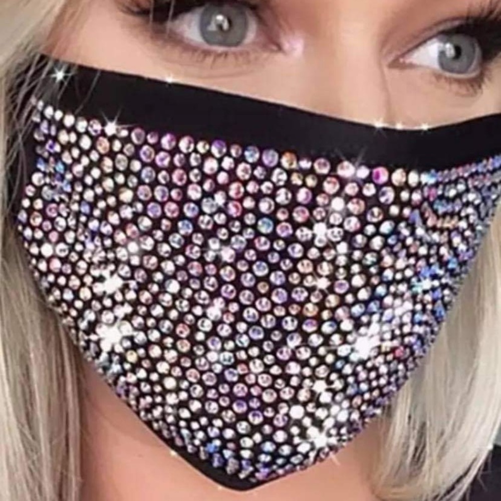 Sparkly rhinestone face masks 4 colors